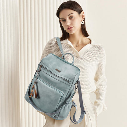 DUO-TONE Luxe Women's Leather Travel Backpack