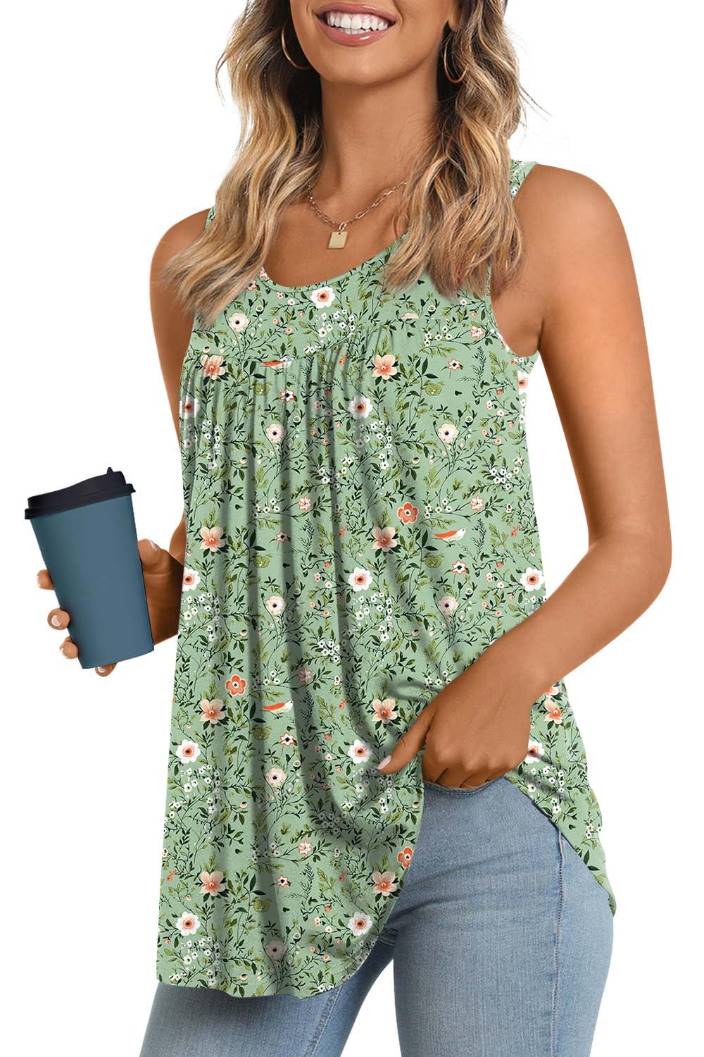 Longyuan Summer Sleeveless Tunics for Women