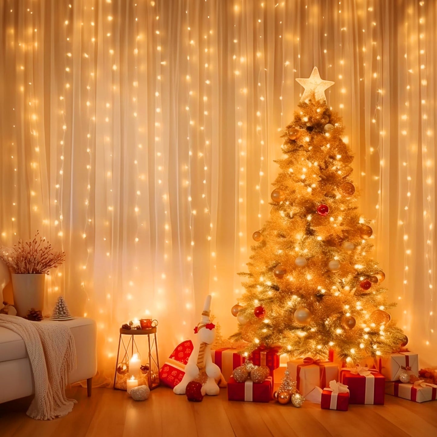 Minetom 300 LED Dimmable Fairy Curtain Lights