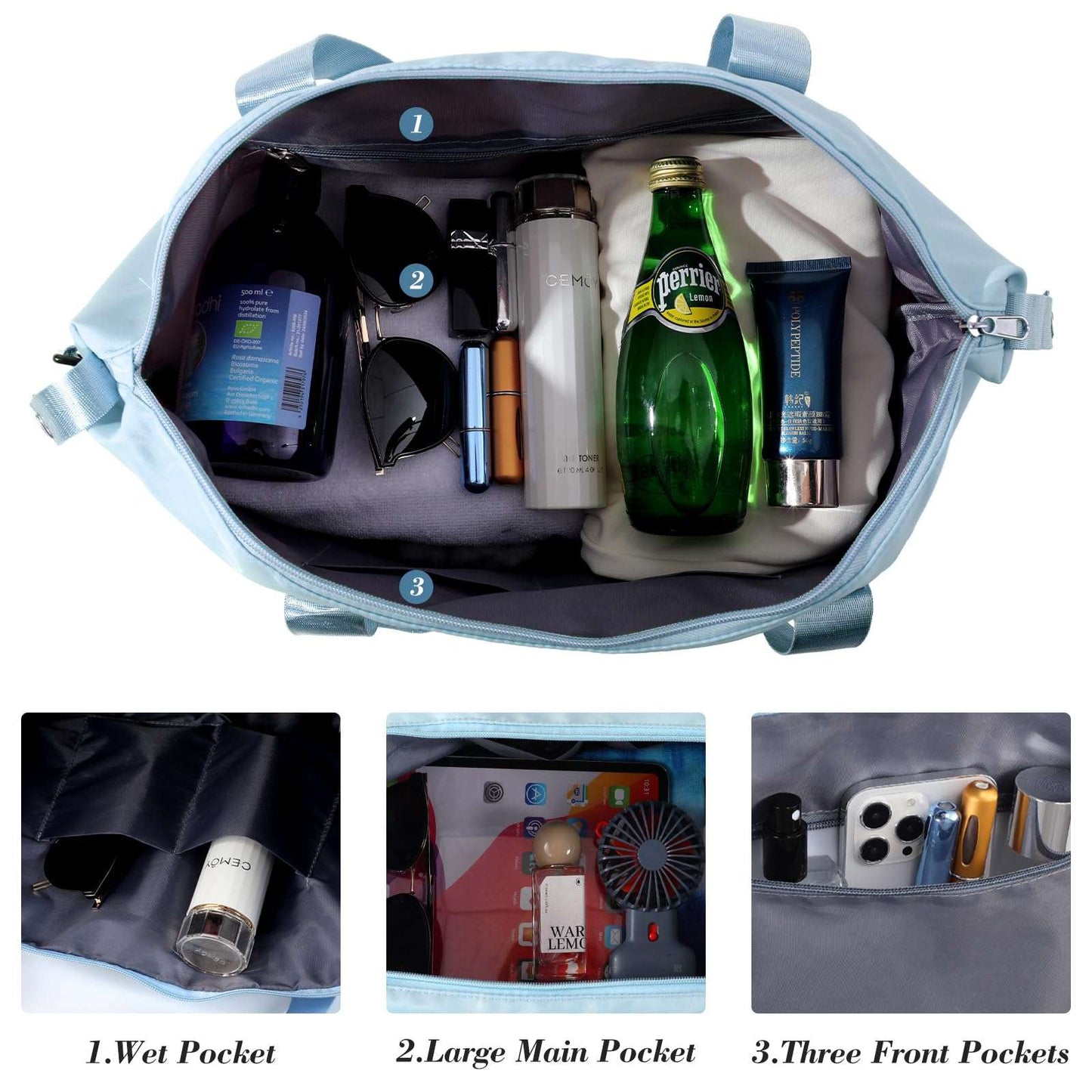 Pink Expandable Travel Duffel with Wet Pocket