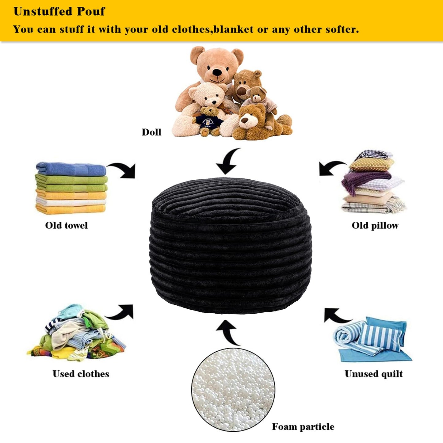 VersaPouf: Unstuffed Ottoman & Foot Rest Cover