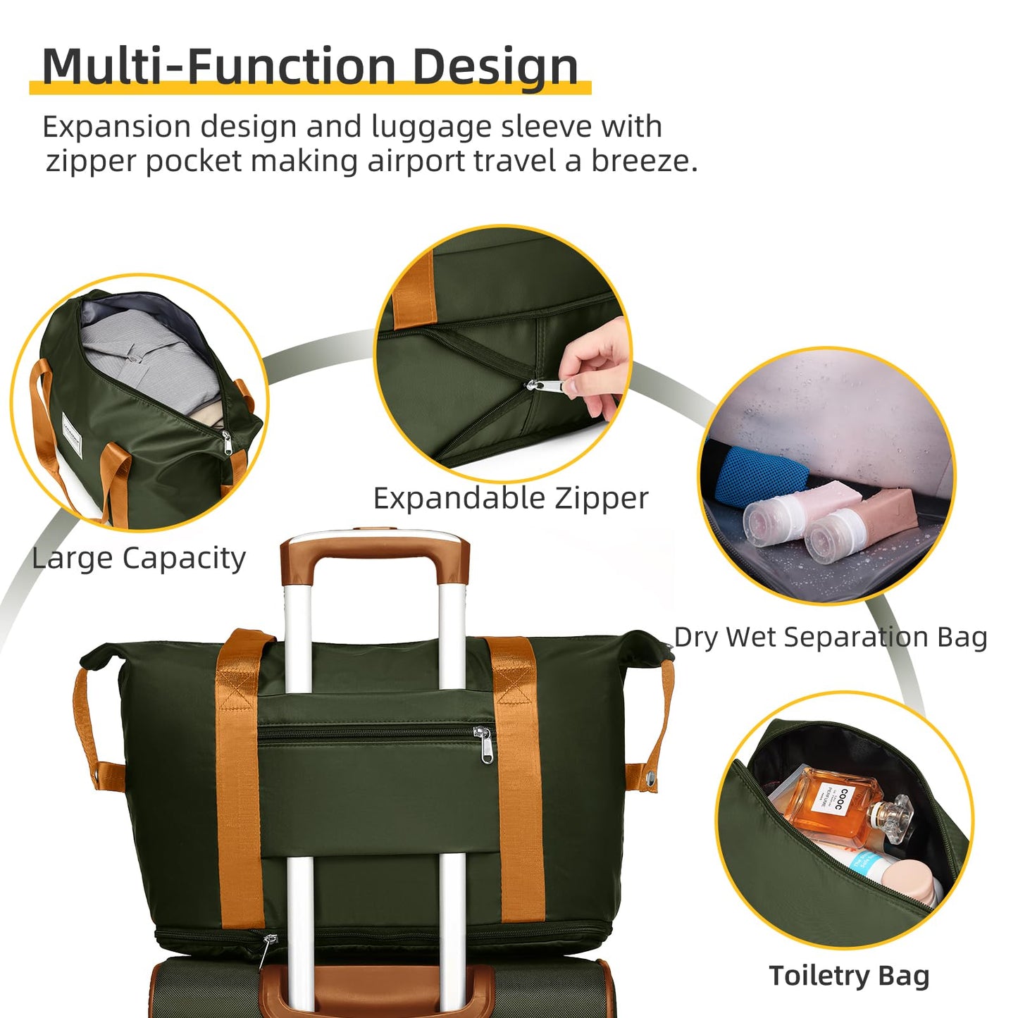 LARVENDER Expandable 5-Piece Spinner Luggage Set