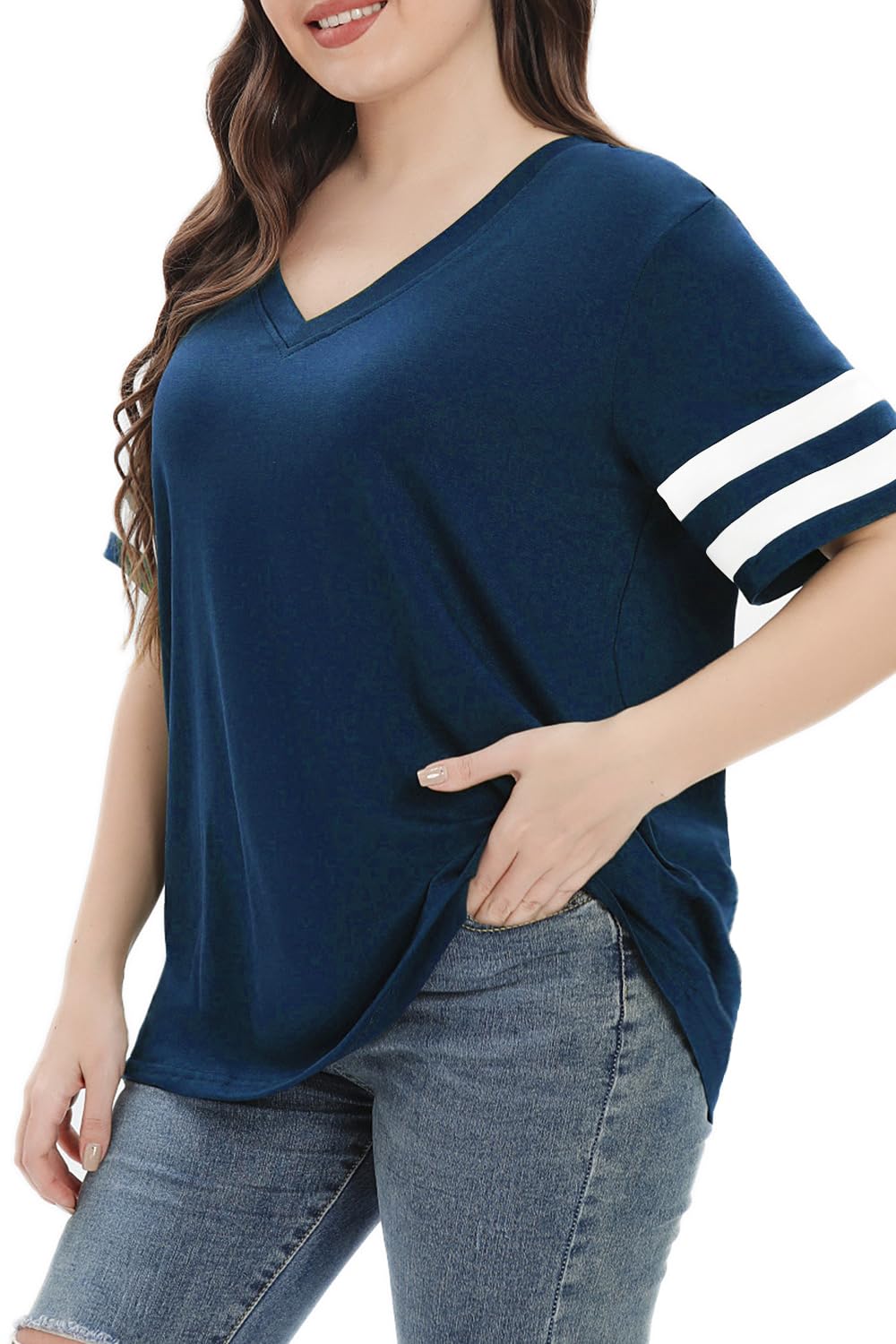 Summer V-Neck Plus Tunic Tee for Women 1X-5X