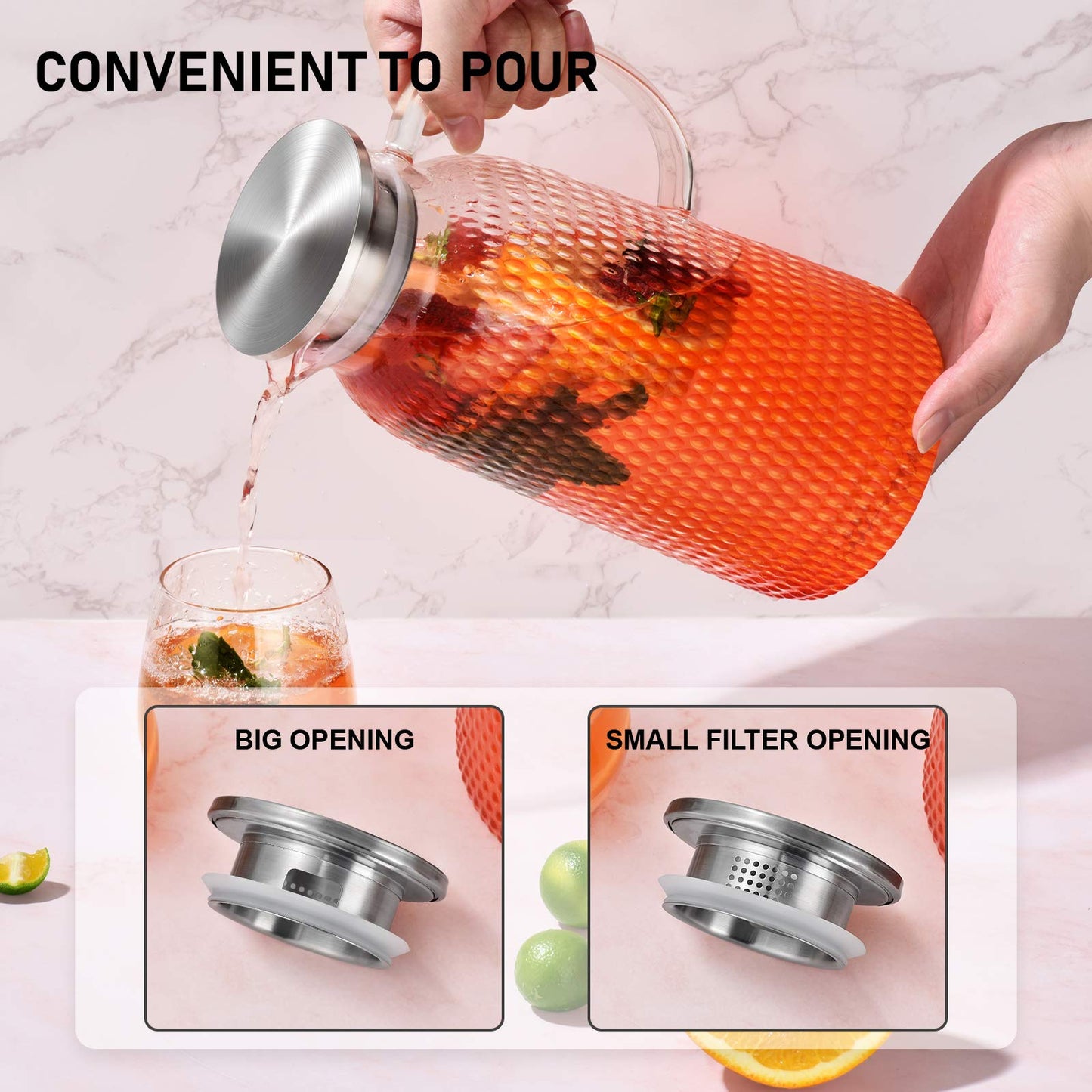 Aofmee Stainless Precision Pitcher - 68oz Borosilicate