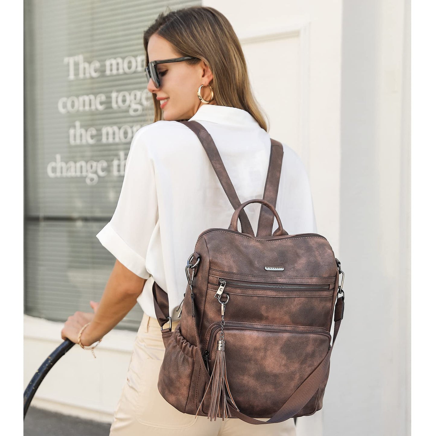 DUO-TONE Luxe Women's Leather Travel Backpack