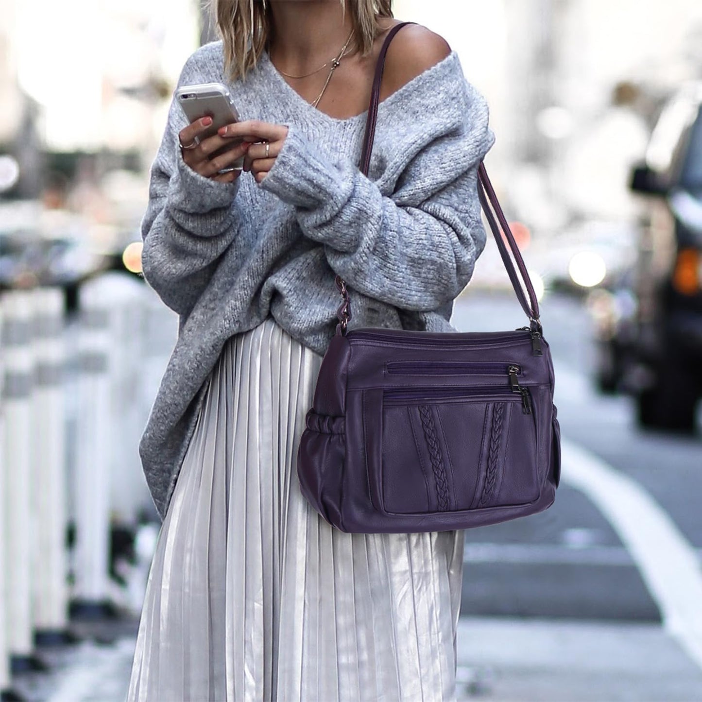 ELDA Chic Crossbody: Soft PU Leather Multi-Pocket Bag