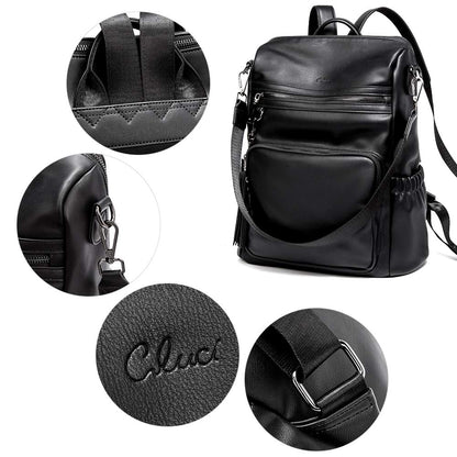 DUO-TONE Luxe Women's Leather Travel Backpack