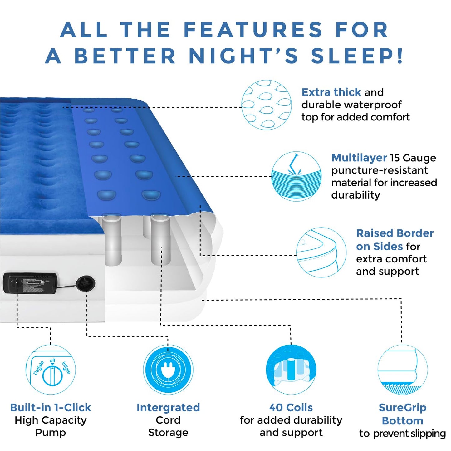 DreamNest Luxe Air Mattress with ComfortCoil Tech