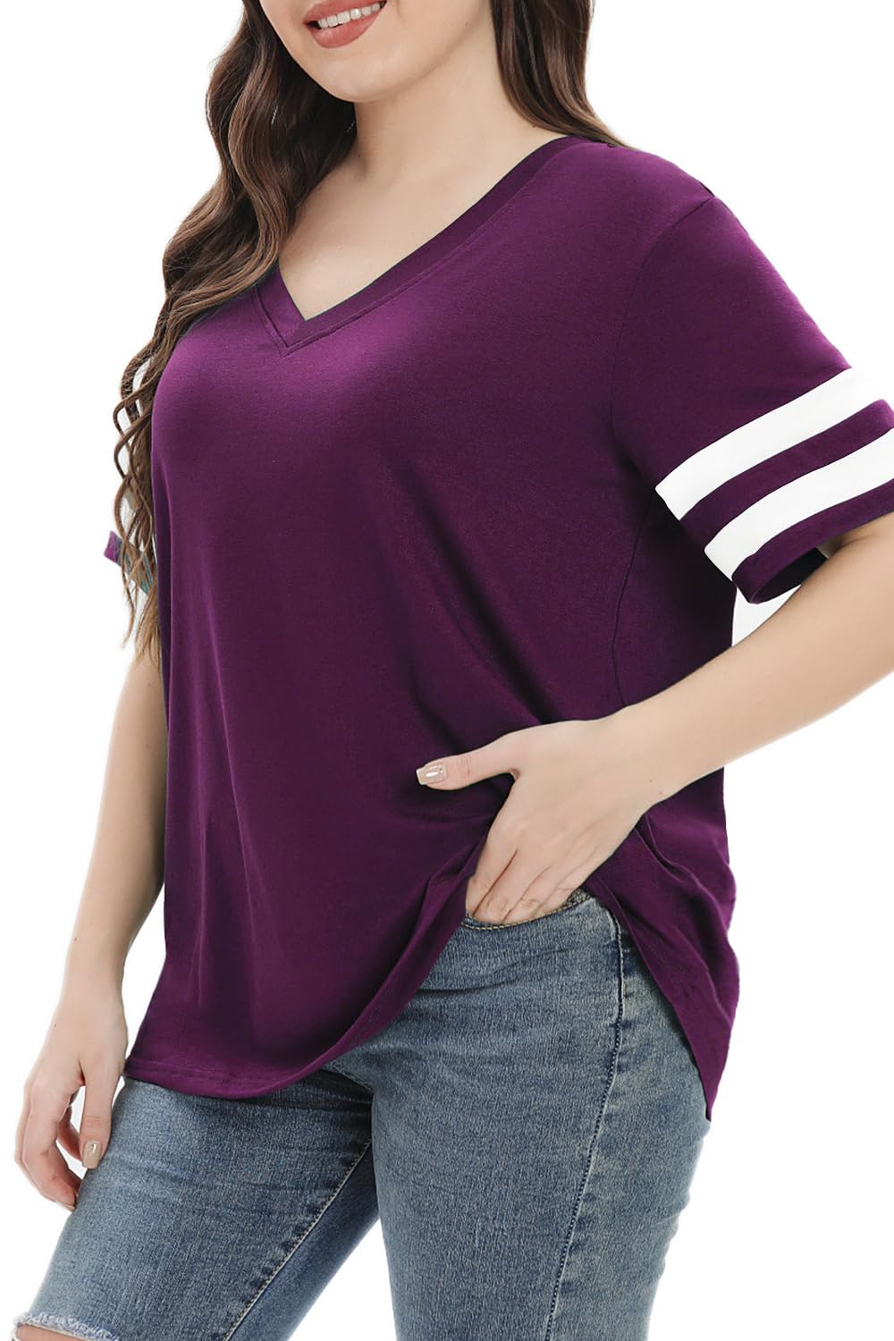 Summer V-Neck Plus Tunic Tee for Women 1X-5X