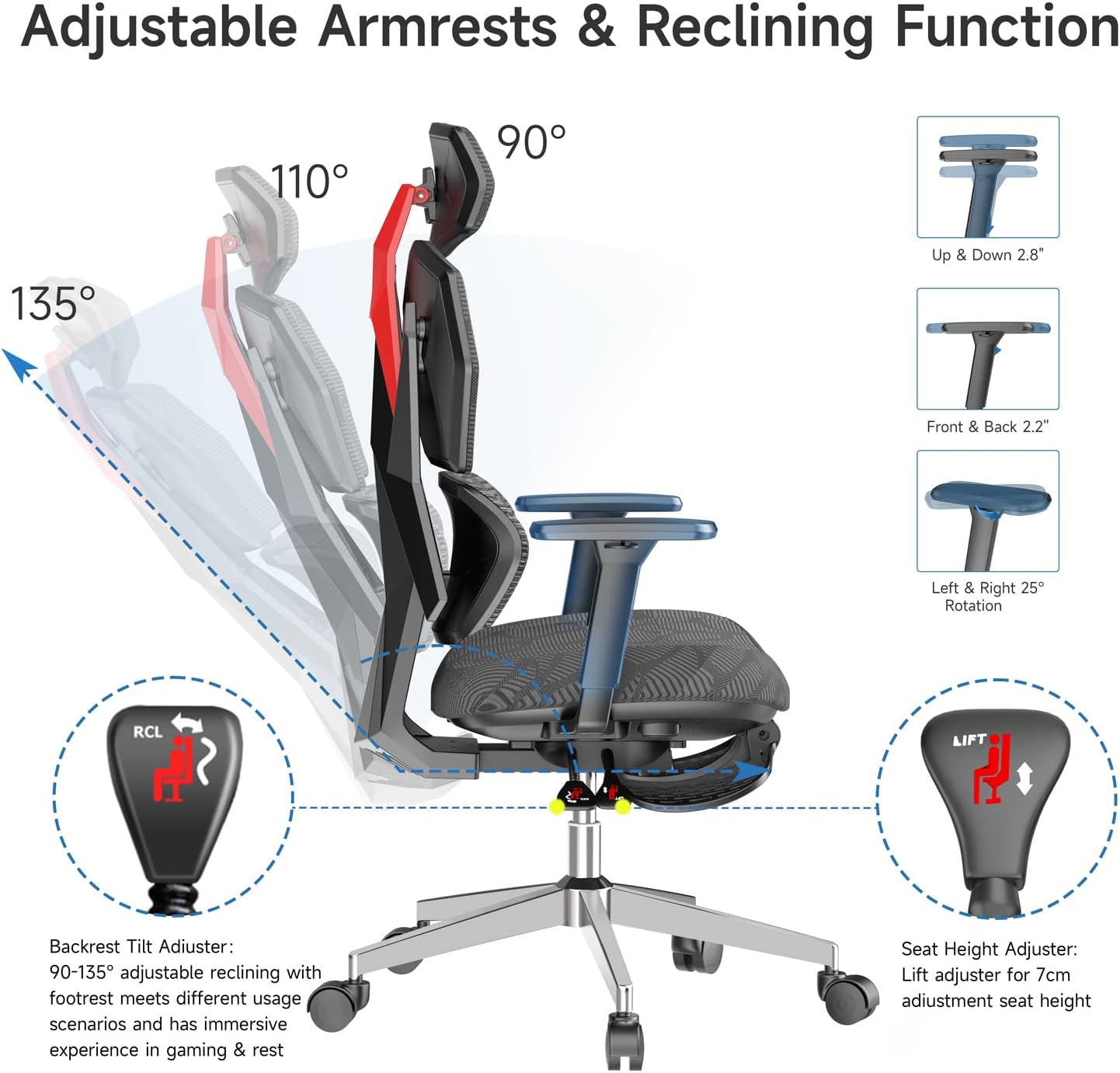 ErgoMax Gaming Chair: Tall & Recline Comfort