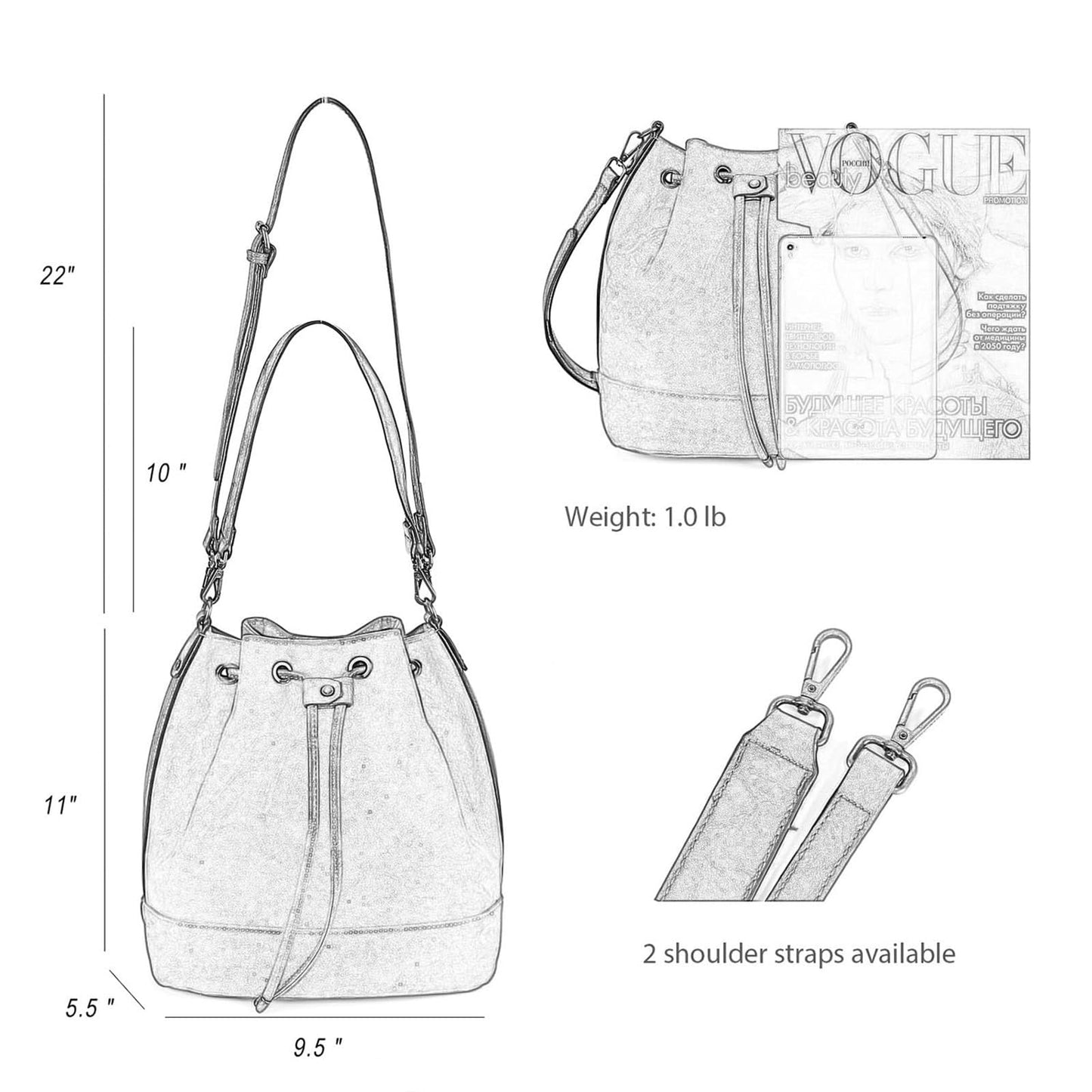 AFKOMST Chic Leather Bucket & Crossbody Bag Set