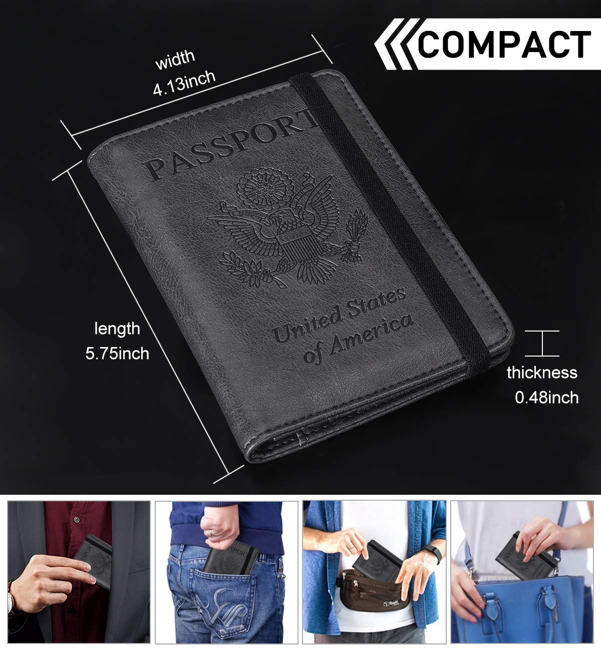 HerriaT RFID Leather Passport Wallet - Gray - Handbags Specialist Headquarter