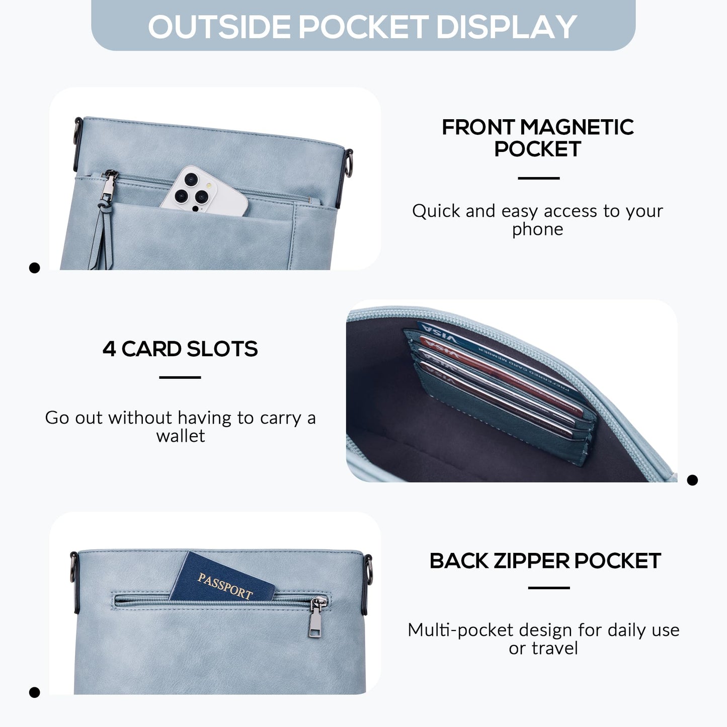 Chic Leather Crossbody with Card Slots for Women