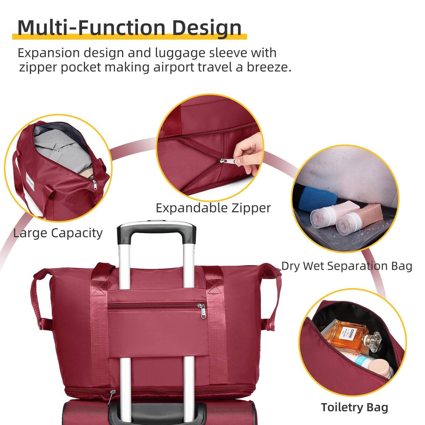 LARVENDER Expandable 5-Piece Spinner Luggage Set