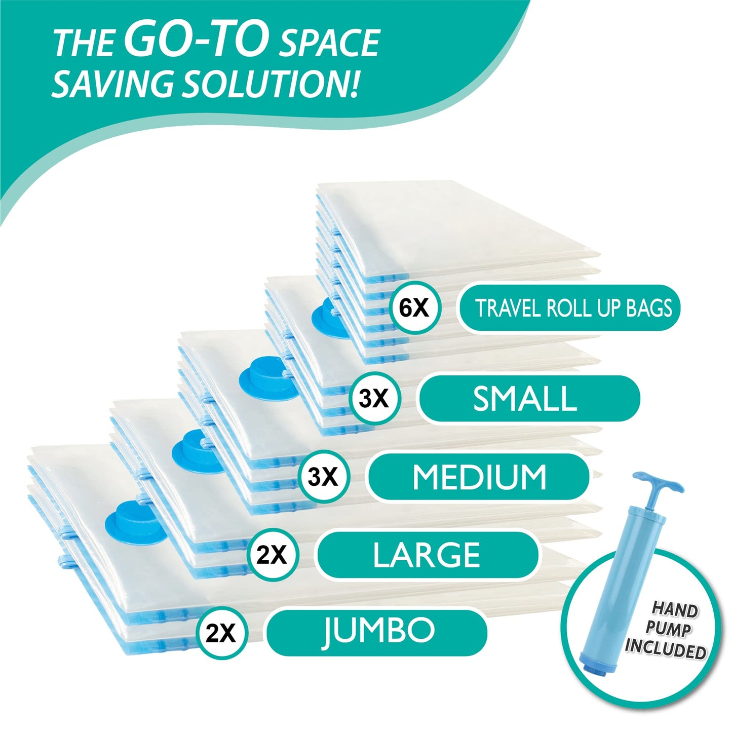 CozyVac Travel Bags with Pump - 6 Pack Space Savers