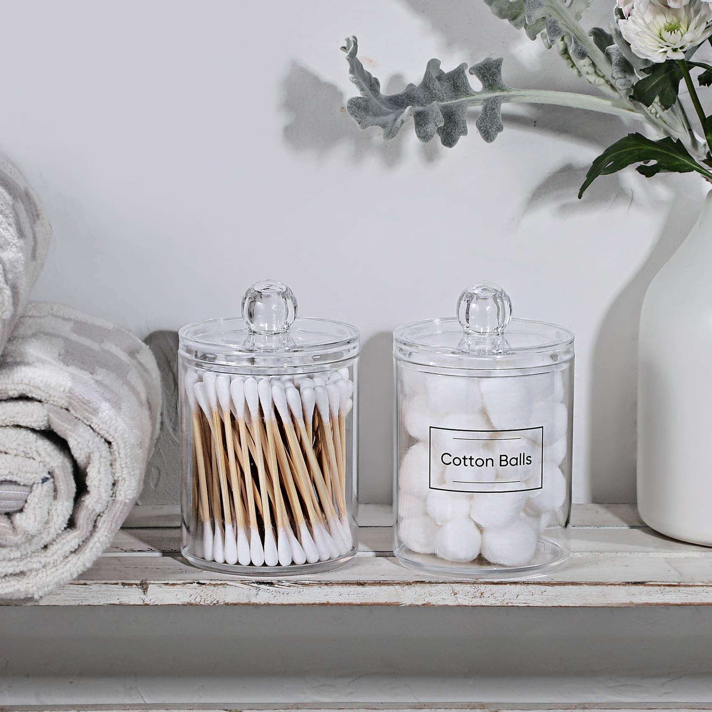 Clear Acrylic Qtip Dispenser Set - 4 Pack