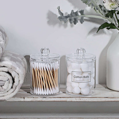 Clear Acrylic Qtip Dispenser Set - 4 Pack