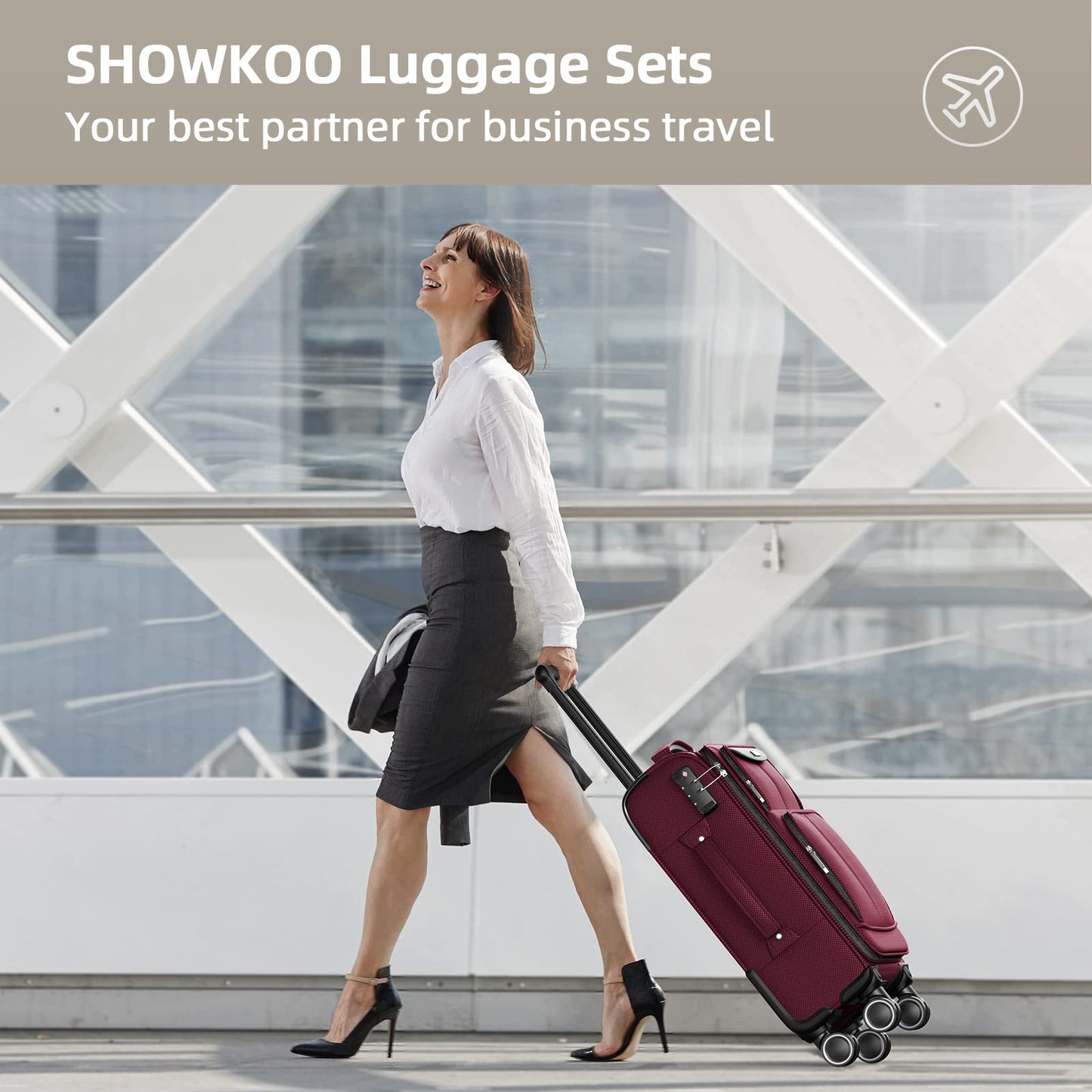 SHOWKOO Armygreen 3-Piece Expandable Luggage Set
