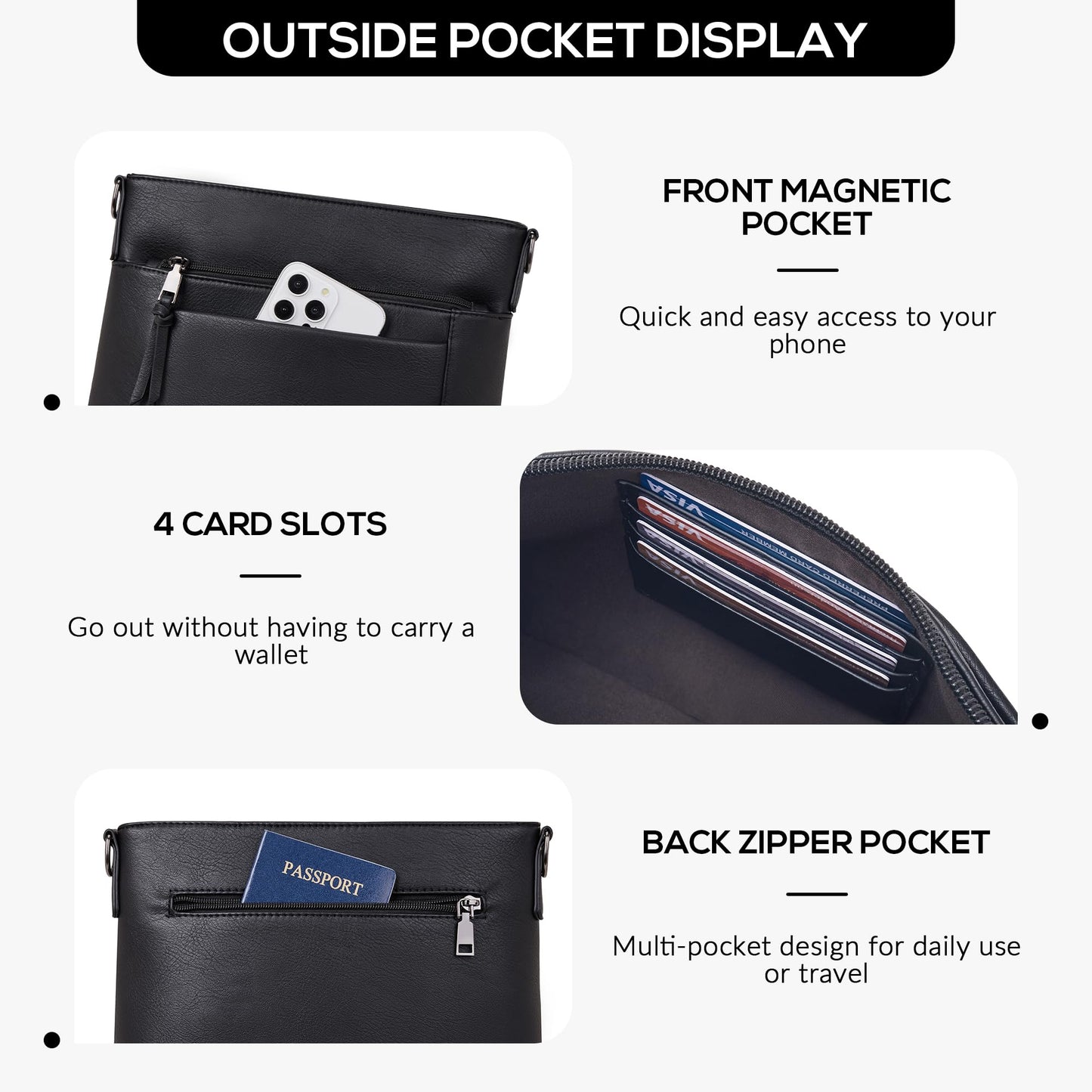 Chic Leather Crossbody with Card Slots for Women