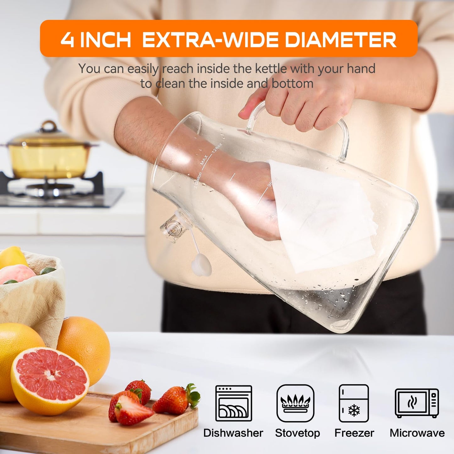 Aofmee Stainless Precision Pitcher - 68oz Borosilicate