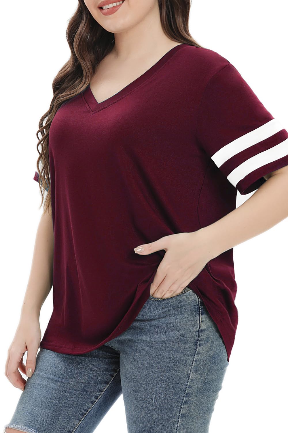 Summer V-Neck Plus Tunic Tee for Women 1X-5X