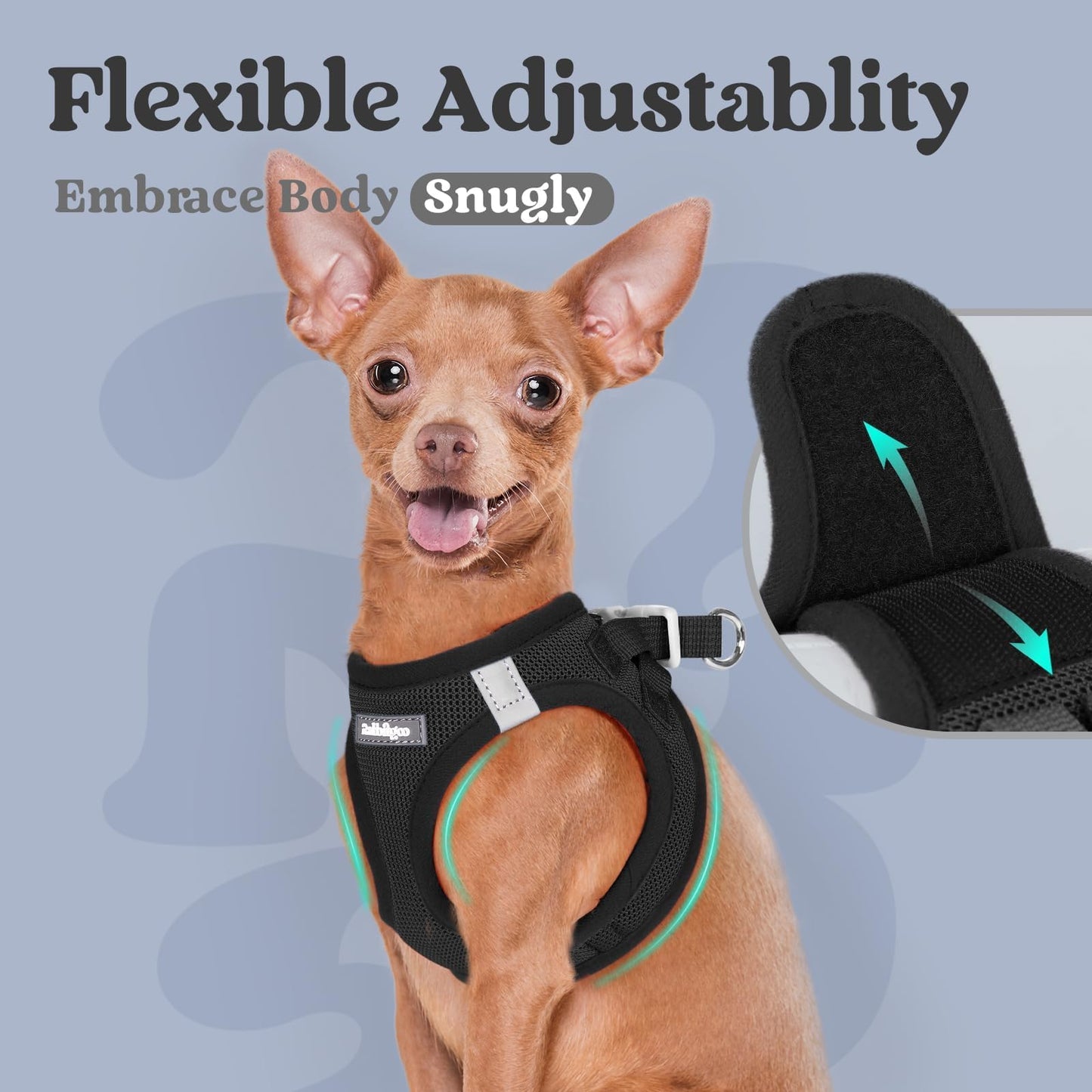 BunnyStep: Reflective Mesh Harness for Small Dogs