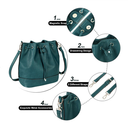 AFKOMST Chic Leather Bucket & Crossbody Bag Set