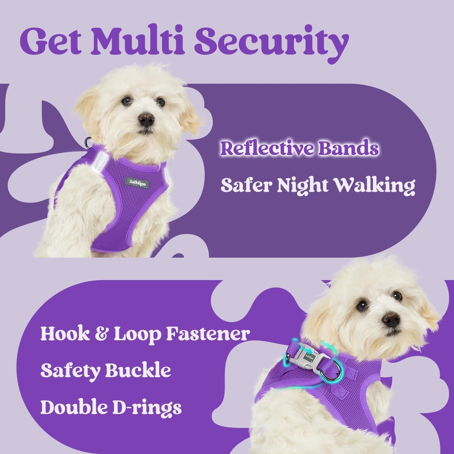 BunnyStep: Reflective Mesh Harness for Small Dogs