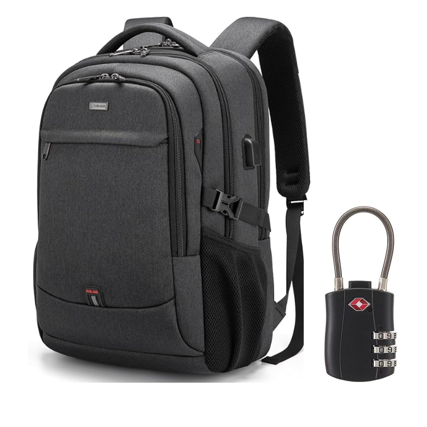 DUSLANG Travel Laptop Backpack with USB Port - Black