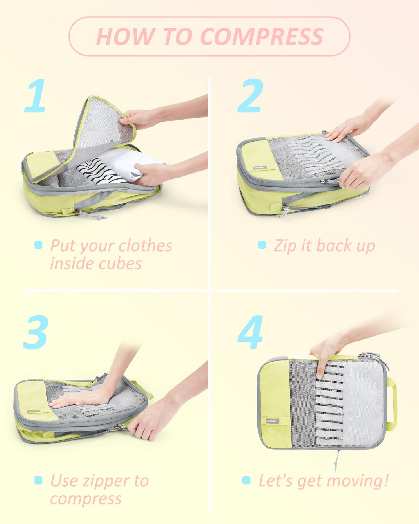 PackPro 6 Set Compression Cubes for Travel