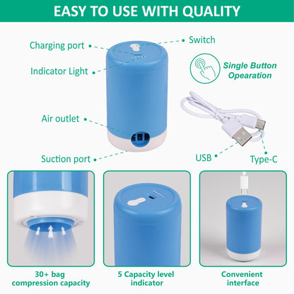 CozyVac Travel Bags with Pump - 6 Pack Space Savers