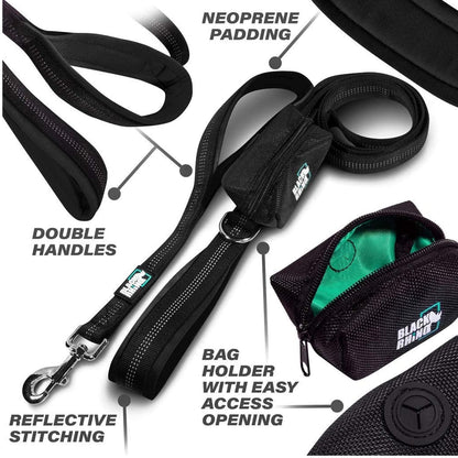 RhinoGrip Aqua: Double Handle Reflective Dog Leash