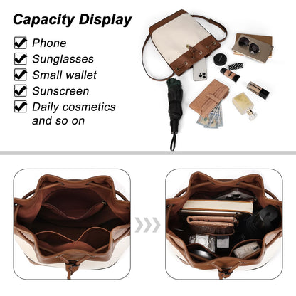 AFKOMST Chic Leather Bucket & Crossbody Bag Set