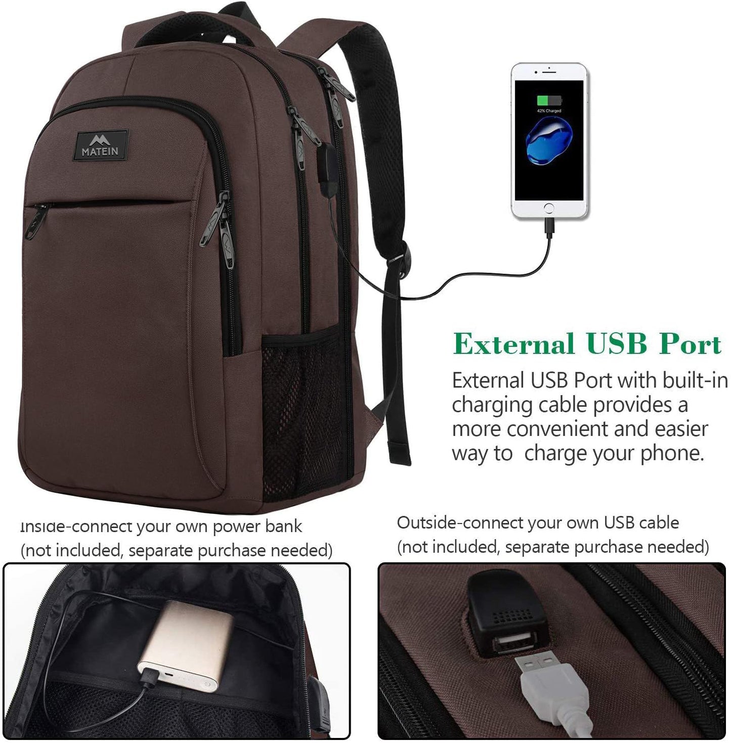 MATEIN SleekGuard Laptop Backpack with USB Port