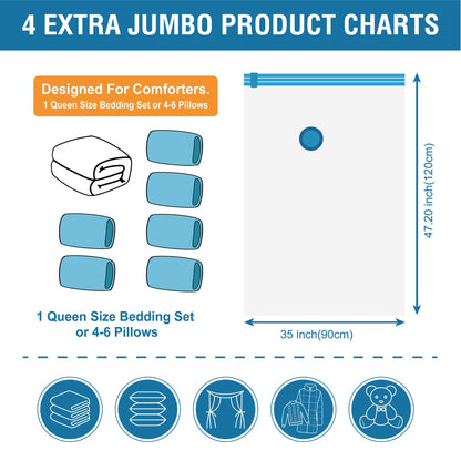 CozyVac Travel Bags with Pump - 6 Pack Space Savers