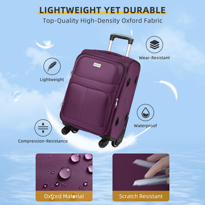 LARVENDER Expandable 5-Piece Spinner Luggage Set