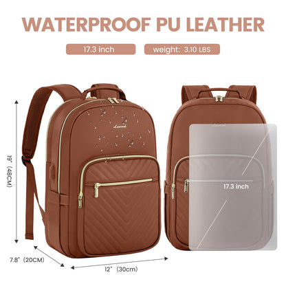 Chic Leather Laptop Backpack for Women - LoveVook