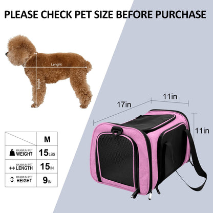 PawsVoyage: Grey TSA-Approved Pet Carrier (15lbs Max)