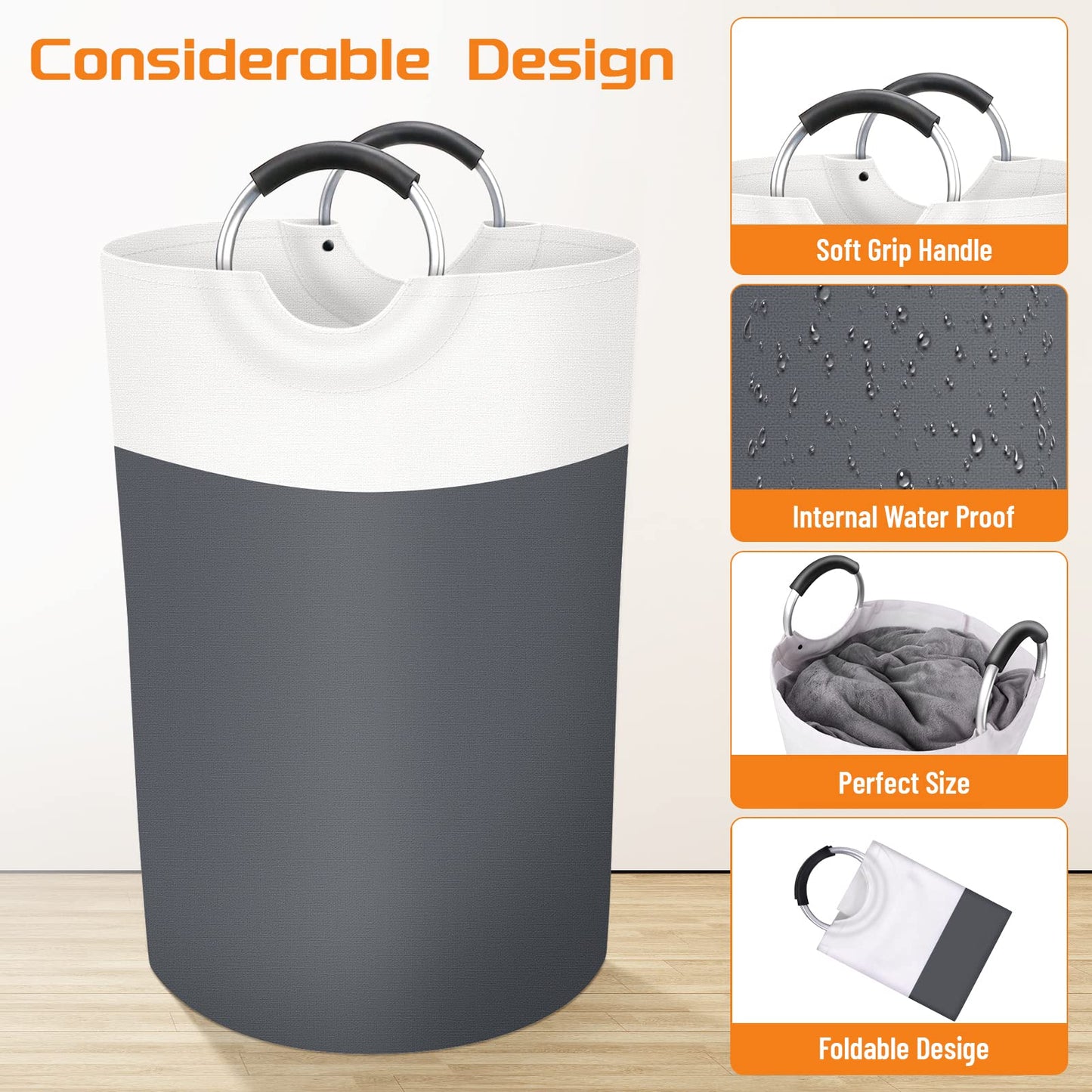 BlissTotes 90L Collapsible Laundry Hamper - Black
