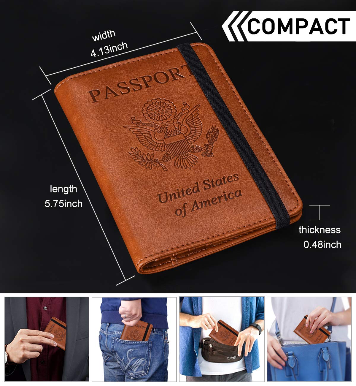 HerriaT RFID Leather Passport Wallet - Gray - Handbags Specialist Headquarter