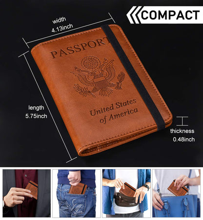 HerriaT RFID Leather Passport Wallet - Gray - Handbags Specialist Headquarter