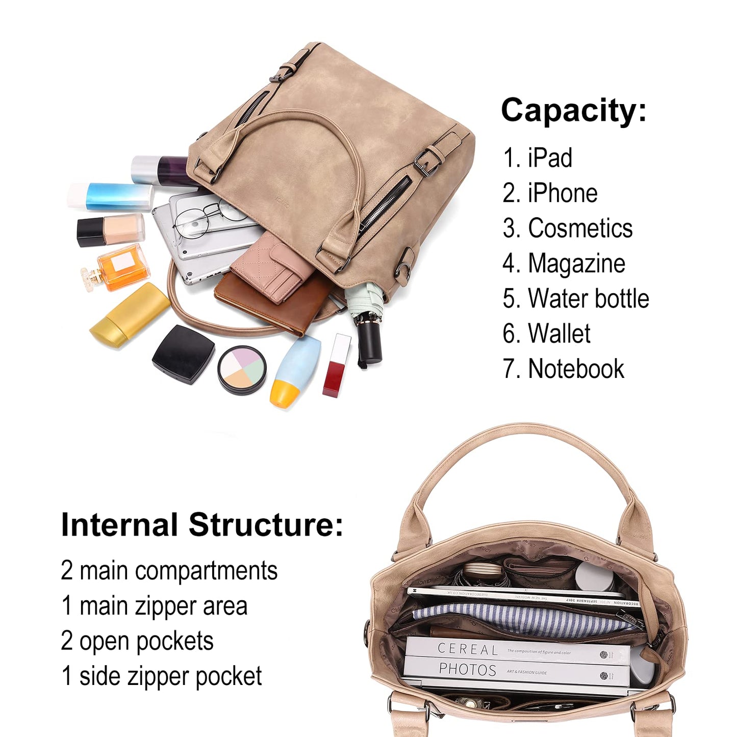 CLUCI Eco Luxe Vegan Leather Tote Bag