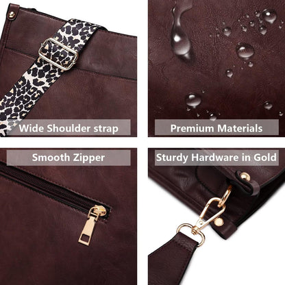 AUYOCO Chic Vegan Leather Crossbody Bag with Strap