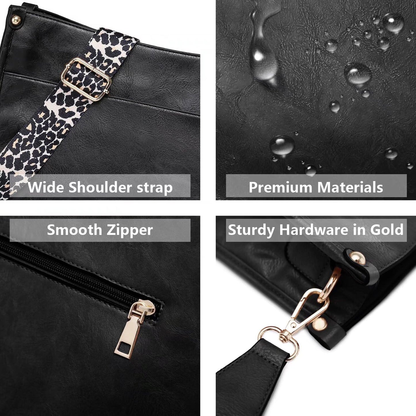 AUYOCO Chic Vegan Leather Crossbody Bag with Strap