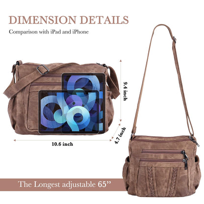 ELDA Chic Crossbody: Soft PU Leather Multi-Pocket Bag