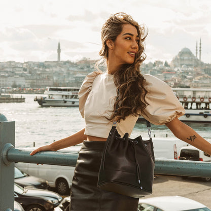 AFKOMST Chic Leather Bucket & Crossbody Bag Set