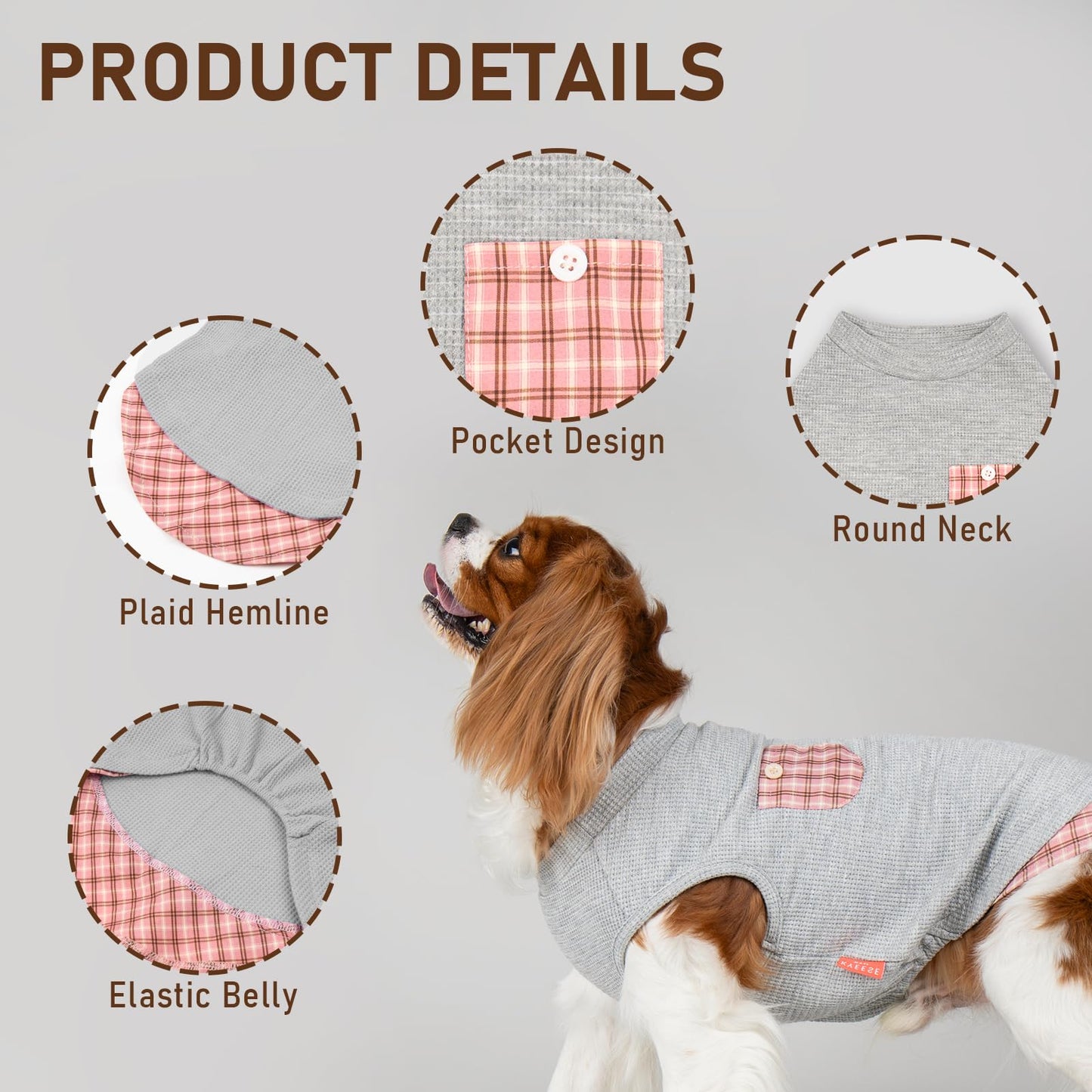 PlaidPup Waffle Vest: Soft, Stretchy, & Cute!