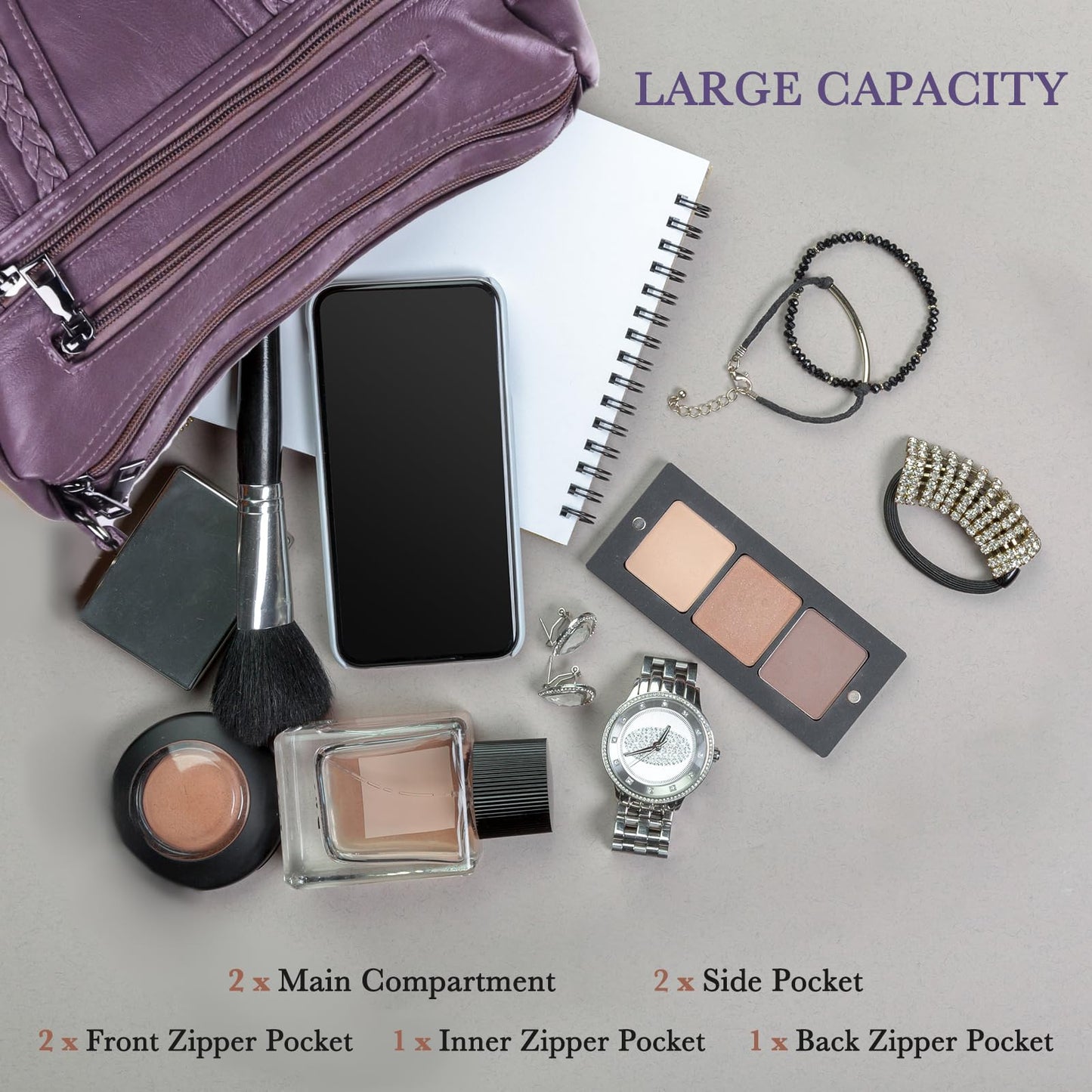 ELDA Chic Crossbody: Soft PU Leather Multi-Pocket Bag