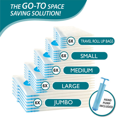 CozyVac Travel Bags with Pump - 6 Pack Space Savers