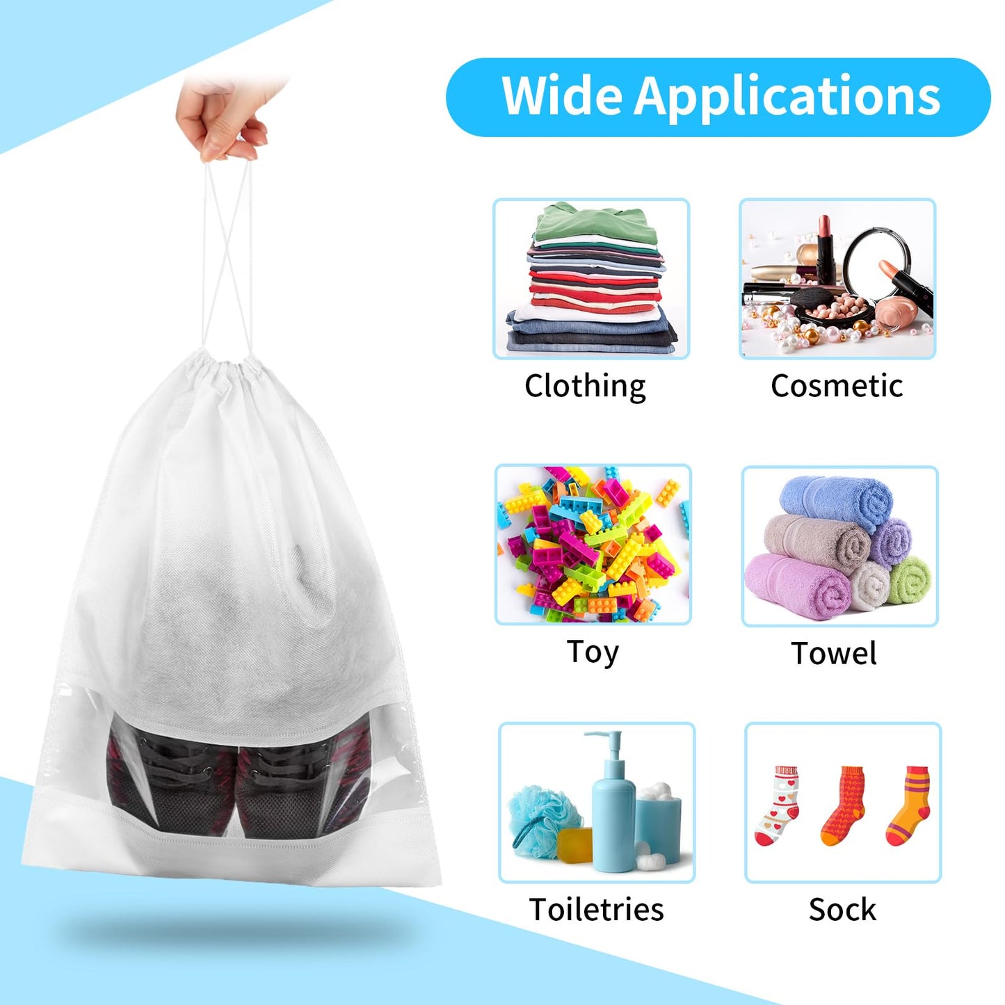 Clear View Travel Shoe Bags - 12 Pack